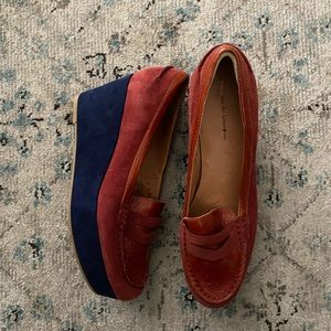 Suede and leather platforms